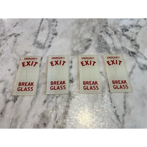 4 Emergency Exit Break Glass replacement glass vintage NOS - Picture 1 of 6